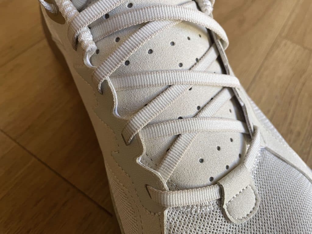 Close up image of laces of Lems Primal Eco shoe.